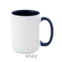 15oz 36 Pcs Sublimation Ceramic Mugs Blue Inner Handle Blank Coated Mug Cup