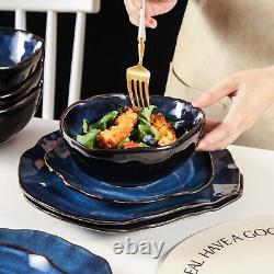 16-Piece Ocean Blue Porcelain Dinnerware Set