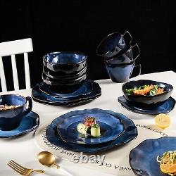 16-Piece Ocean Blue Porcelain Dinnerware Set