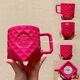 2021 China Starbucks Pink Powder Mug Diamond Flat Grain Ceramics 14oz New