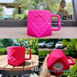 2021 China Starbucks Pink Powder Mug Diamond Flat Grain Ceramics 14oz New