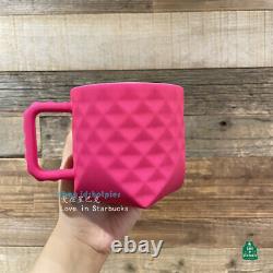 2021 China Starbucks Pink Powder Mug Diamond Flat Grain Ceramics 14oz New