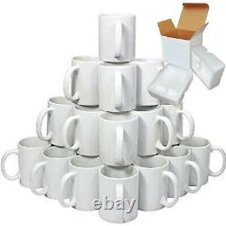 24 Pcs Blank White Mugs 11OZ Sublimation Coated Mugs Heat Press Cups + Foam Box