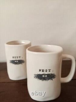 2 RAE DUNN NEST MUGS Set. MAGENTA. LARGE M STAMP