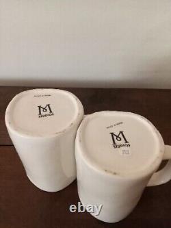 2 RAE DUNN NEST MUGS Set. MAGENTA. LARGE M STAMP