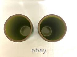 2 (Two) Heath Ceramics 4.75 Tall Modern Cup Tumbler Two Toned Green 700 RARE