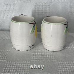 2 Vintage Anthropomorphic Orange WithEyelashes Drink Juice Mug Cup Ceramic Japan