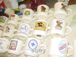 32 Vintage Boy Scouts Hawk Mountain Council Porcelain/Ceramic Mugs 1970's 1980