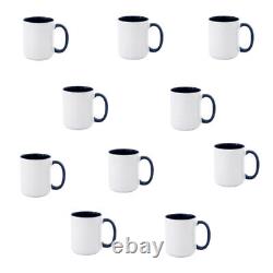 36 Pcs 15oz Sublimation Ceramic Mugs Blue Inner and Handle Blank Coated Mug