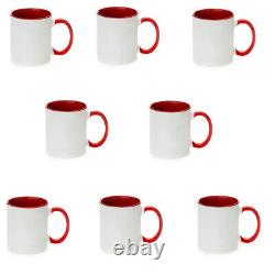 36pcs 11oz inner/Handle Red Sublimation Ceramic Mugs Blank Coated Porcelain Mugs