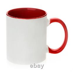 36pcs 11oz inner/Handle Red Sublimation Ceramic Mugs Blank Coated Porcelain Mugs