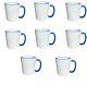 36pcs 15oz Sublimation Ceramic Mugs Blank Blue Rim/Handle Coated Porcelain Mugs