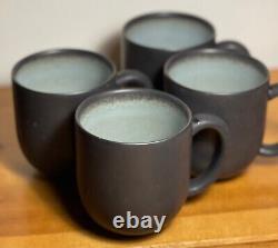 4 Jars Tourran Gris Ecorce Blue/grey & Black Mugs Excellent Condition