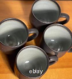 4 Jars Tourran Gris Ecorce Blue/grey & Black Mugs Excellent Condition