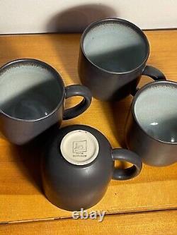 4 Jars Tourran Gris Ecorce Blue/grey & Black Mugs Excellent Condition