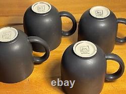 4 Jars Tourran Gris Ecorce Blue/grey & Black Mugs Excellent Condition