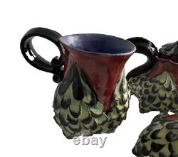 5 PieceTea Coffee Set handmade Ceramic Pottery Whimsical Textured Art Piece READ