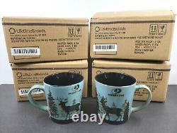 8 Mossy Oak Blue Reactive Deer Mugs Set Stoneware Outdoors Hunt Camp Cup Lot NEW