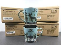 8 Mossy Oak Blue Reactive Deer Mugs Set Stoneware Outdoors Hunt Camp Cup Lot NEW