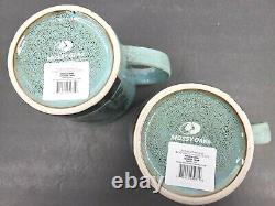 8 Mossy Oak Blue Reactive Deer Mugs Set Stoneware Outdoors Hunt Camp Cup Lot NEW