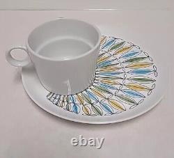 8 Piece Vintage ARABIA KORONA Corona Cup Saucer Set Hand Painted RARE BEAUTIFUL