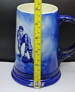 Antique CAC Lenox Football/Rugby Player Stein/Mug Cobalt & White