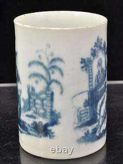 Antique Dr Wall Worcester Blue Transfer Porcelain Mug La Peche circa 1774