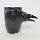 Barbara Glynn Prodaniuk Art Pottery Black Textured Raven Cup Signed