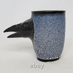 Barbara Glynn Prodaniuk Art Pottery Black Textured Raven Cup Signed