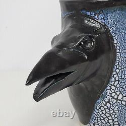 Barbara Glynn Prodaniuk Art Pottery Black Textured Raven Cup Signed