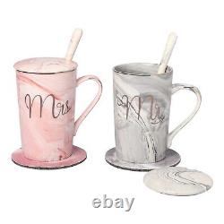 Beautiful Design Mr and Mrs Ceramic Coffee Tea Mug With Lid & Spoon Gift Piece