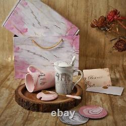 Beautiful Design Mr and Mrs Ceramic Coffee Tea Mug With Lid & Spoon Gift Piece