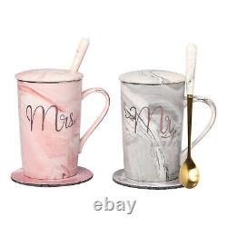 Beautiful Design Mr and Mrs Ceramic Coffee Tea Mug With Lid & Spoon Gift Piece