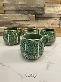 Bordallo Pinheiro Cabbage Mug Green Coffee Tea Cup Made In Portugal Set Of 4