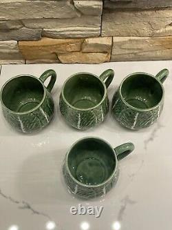 Bordallo Pinheiro Cabbage Mug Green Coffee Tea Cup Made In Portugal Set Of 4