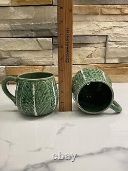 Bordallo Pinheiro Cabbage Mug Green Coffee Tea Cup Made In Portugal Set Of 4