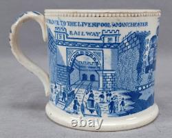 British Entrance to the Liverpool & Manchester Railroad Blue Transferware Mug