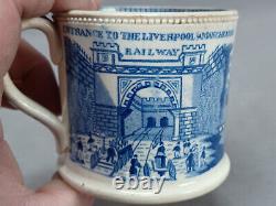 British Entrance to the Liverpool & Manchester Railroad Blue Transferware Mug