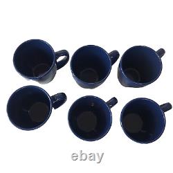 CORELLE Ceramic Mugs Cups Blue Set of 6 Stoneware