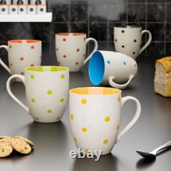 Ceramic Coffee Mugs Ceramic/Tea Cups Polka Dot Printed Set of 6 (300ml Each)