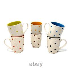 Ceramic Coffee Mugs Ceramic/Tea Cups Polka Dot Printed Set of 6 (300ml Each)