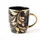 Ceramic Gold Black Tea Coffee Cups Mug Set of 6 (Black Gold)