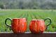 Ceramic Pumpkin Coffee Mug, Orange Set Of Two Mugs, Halloween Idea Gift