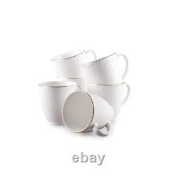 Ceramic White Coffee Mugs Ceramic/Tea Cups, Microwave Safe Set of 6 (200ml Each)