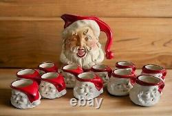 Christmas Santa Claus 1950s Royal Copley Ceramic Pitcher & Mug Set Very Rare