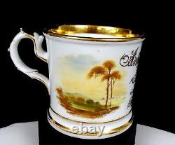 Coalport Antique Porcelain Inscribed Arthur McNeile Landscape Picture 3 1/4 Mug