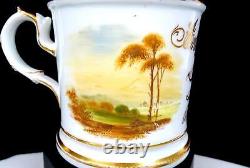 Coalport Antique Porcelain Inscribed Arthur McNeile Landscape Picture 3 1/4 Mug