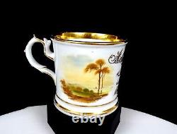 Coalport Antique Porcelain Inscribed Arthur McNeile Landscape Picture 3 1/4 Mug