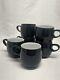 Denby Jet Black Curve Mugs Set of 6 Ceramic Mugs Cups Made in England