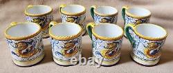 Deruta Italy Raffaellesco Pattern 8 Small Mugs